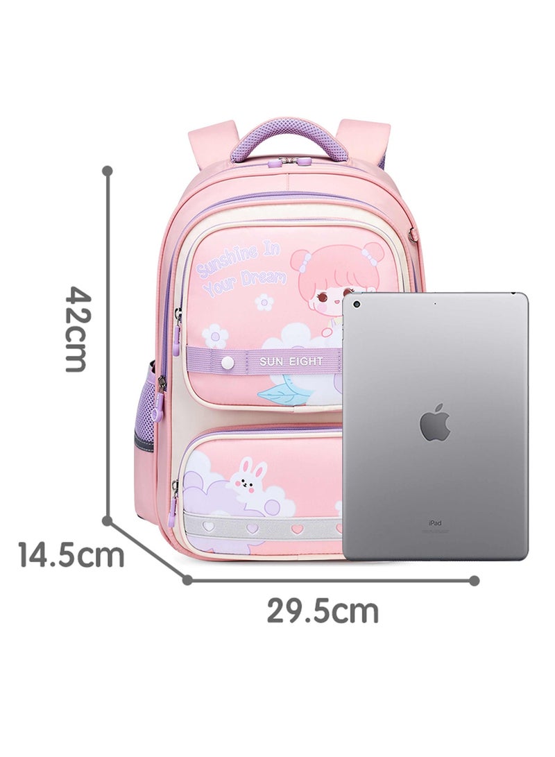 SUN EIGHT Premium 16.5 inches Kids Backpack Light Weight Water Resistant Multifunctional School Daypack for Girls SE22142, Pink - Image 5